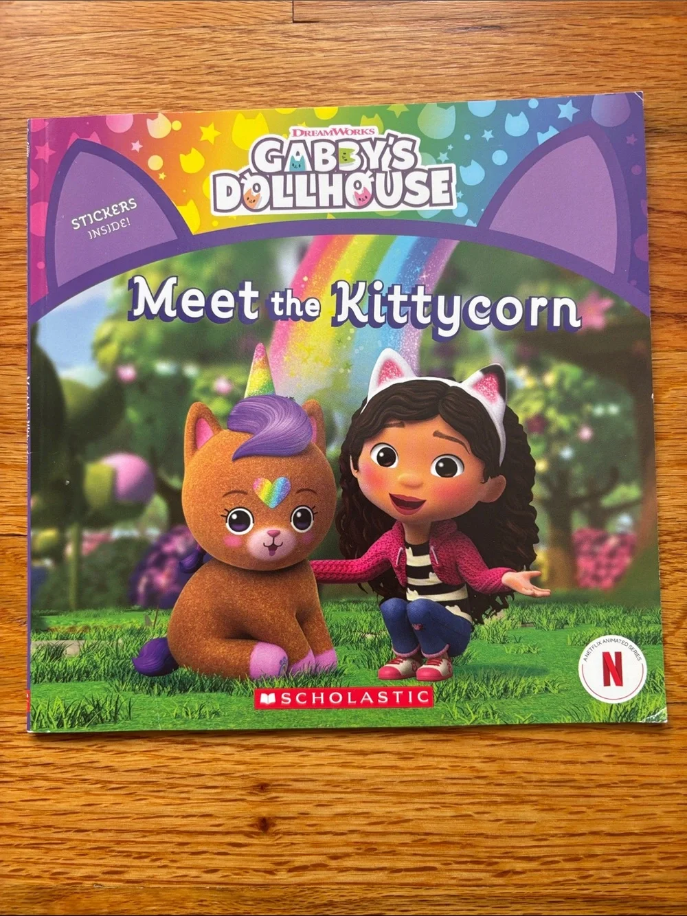 Lot of (5) Scholastic Gabby’s Dollhouse Books and Catrat Plush Stuffed Animal